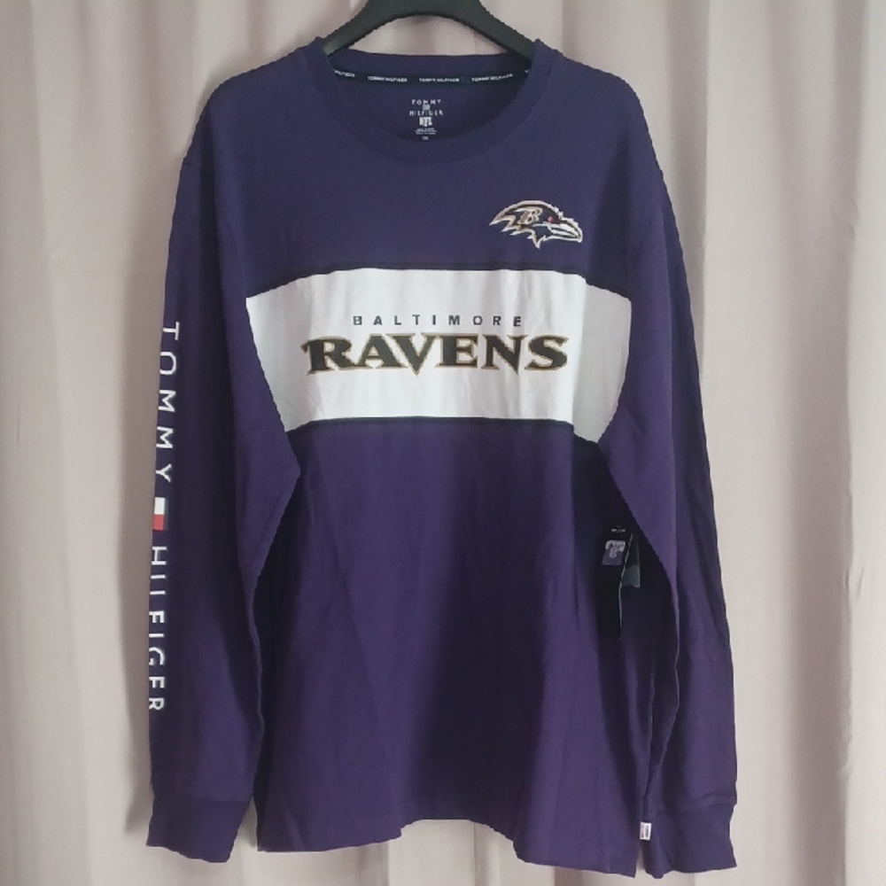 NFL Baltimore Ravens Tommy Hilfiger Purple Peter Team Long Sleeve Top New